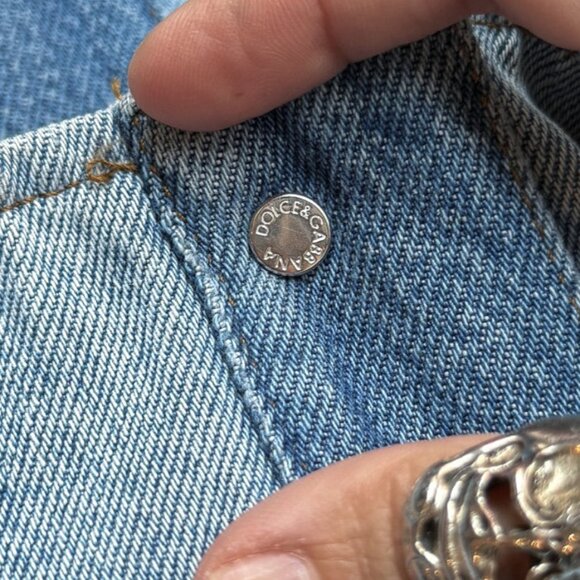 Dolce & Gabbana Blue Denim Patchwork Laced-up Shirt Jacket - Picture 10 of 13